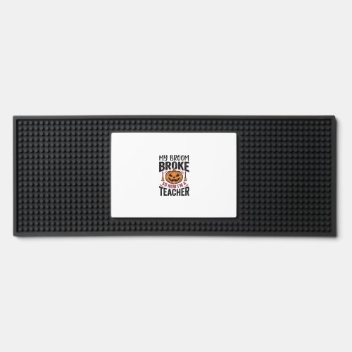 Funny Halloween Teacher Broom Broke Vector Design_ Bar Mat