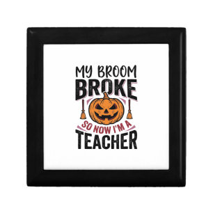 Funny Halloween Teacher Broom Broke Vector Design_ Gift Box
