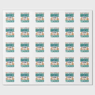 Funny Halloween Teacher Broom Broke Vintage Shirt Wrapping Paper