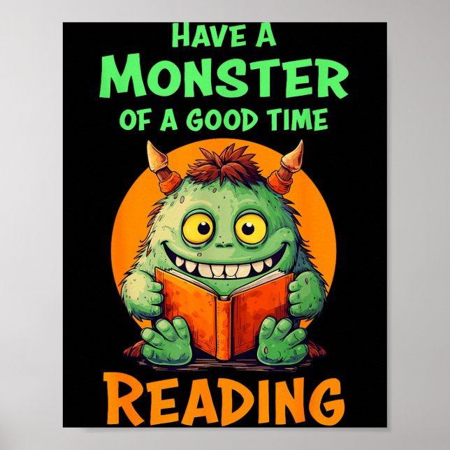 Funny Halloween Teacher Librarian Monster Reading  Poster (Front)