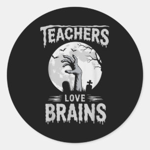 Funny Halloween Teacher S Zombie Teachers Love Bra Classic Round Sticker