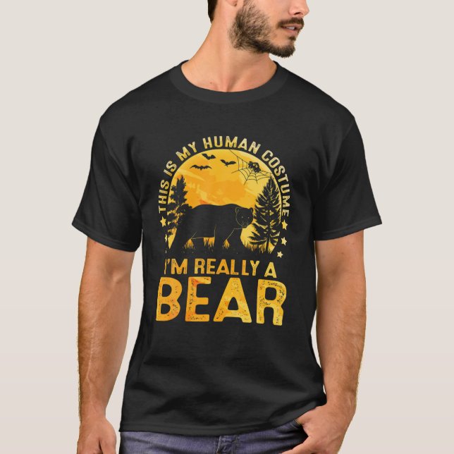 Funny Halloween This Is My Human Costume I'm Reall T-Shirt (Front)