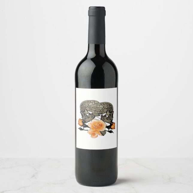 Funny Halloween Till Death Do Us Part Design Wine Label (Front)