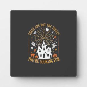 Funny Halloween Treats Ghost Haunted House Design_ Plaque