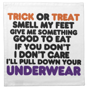 Funny Halloween Trick or Treat Poem Cloth Napkin