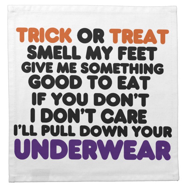 Funny Halloween Trick or Treat Poem Cloth Napkin (Front)