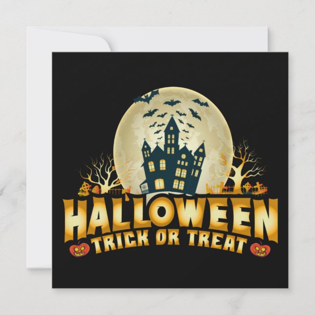 Funny Halloween Trick or Treat Scary Flat Card (Front)