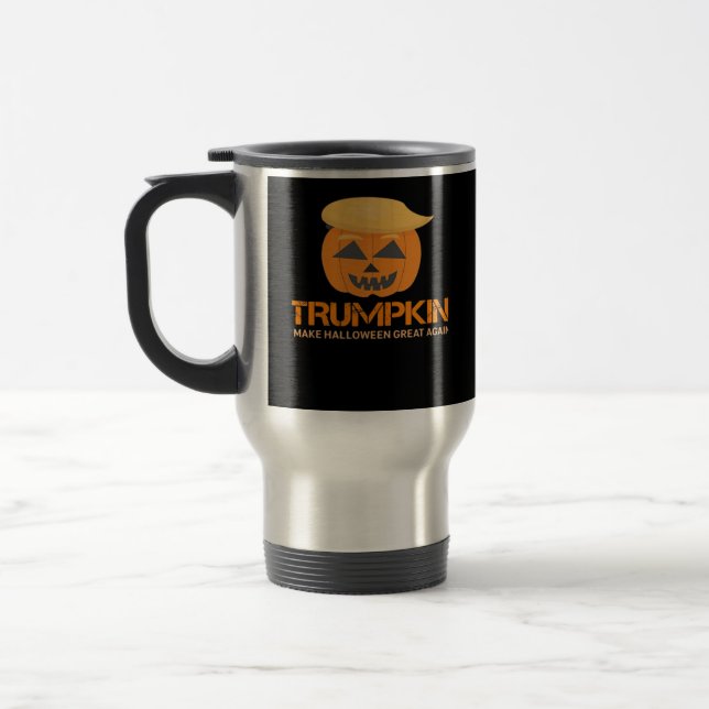 Funny Halloween Trumpkin - Make Halloween Great Ag Travel Mug (Left)