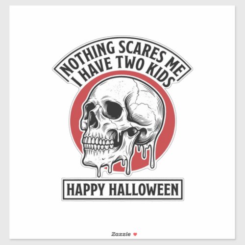 Funny Halloween Two Kids Skull Shirt Design_1 Sticker