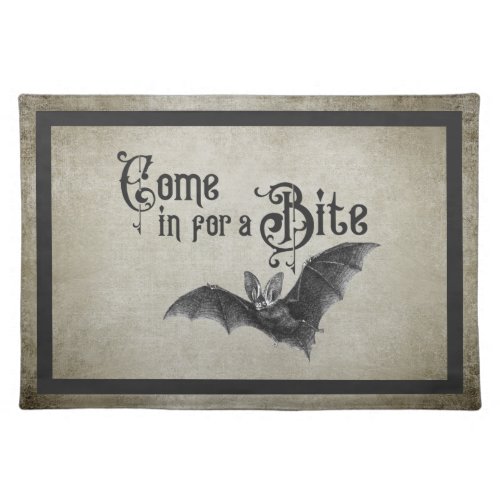 Funny Halloween Vampire Bat Come in for a Bite Cloth Placemat