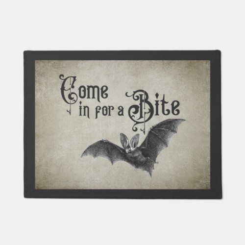 Funny Halloween Vampire Bat Come in for a Bite Doormat