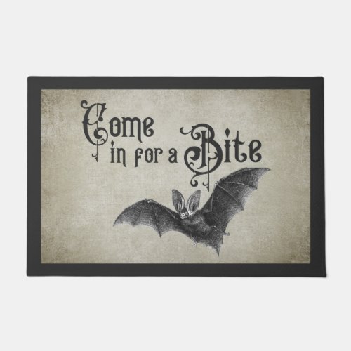 Funny Halloween Vampire Bat Come in for a Bite Doormat