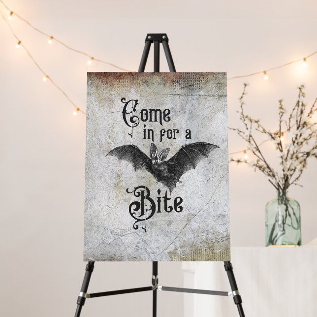 Funny Halloween Vampire Bat Come in for a Bite Foam Board (In Situ (Stand))