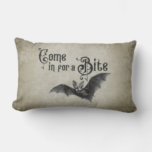 Funny Halloween Vampire Bat Come in for a Bite Lumbar Pillow