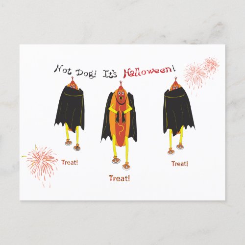 Funny Halloween Vampire Hot Dogs Trick or Treat Postcard