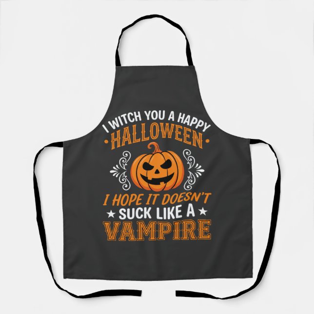 Funny Halloween Vampire Pumpkin Apron (Front)