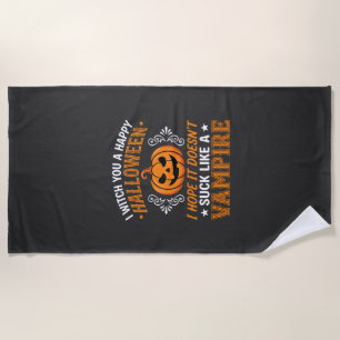Funny Halloween Vampire Pumpkin Beach Towel