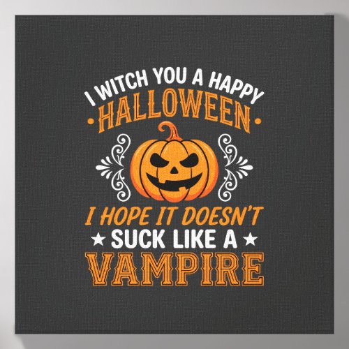 Funny Halloween Vampire Pumpkin Canvas Photo Tile