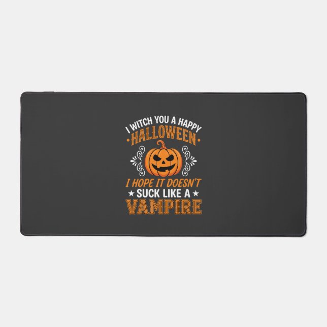 Funny Halloween Vampire Pumpkin Desk Mat (Front)