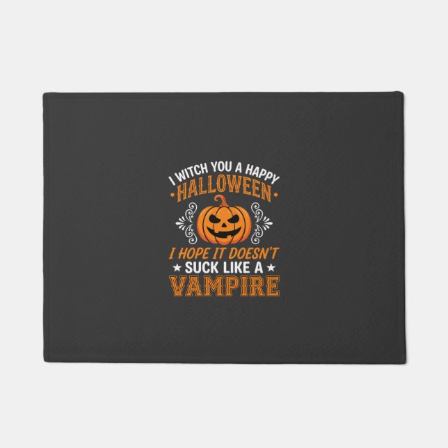 Funny Halloween Vampire Pumpkin Doormat (Front)