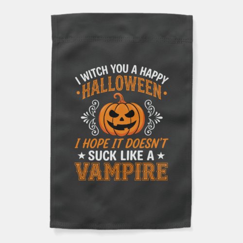 Funny Halloween Vampire Pumpkin Garden Flag