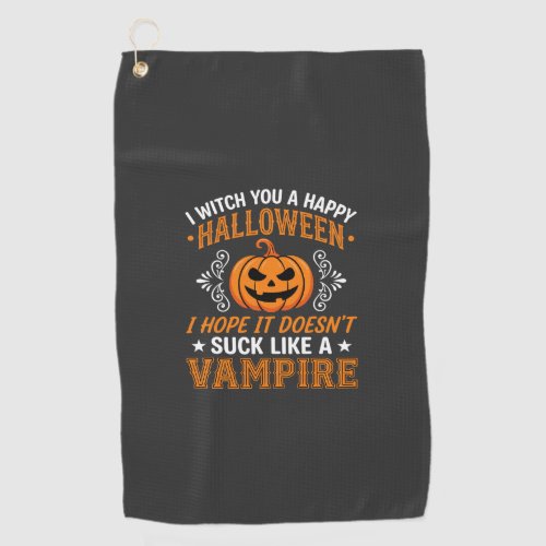 Funny Halloween Vampire Pumpkin Golf Towel