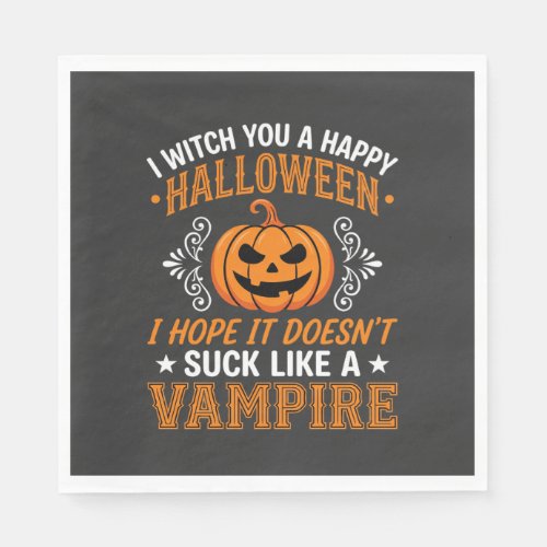 Funny Halloween Vampire Pumpkin Napkins