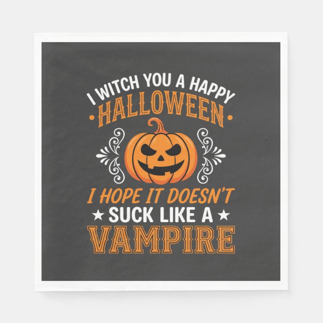 Funny Halloween Vampire Pumpkin Napkins (Front)