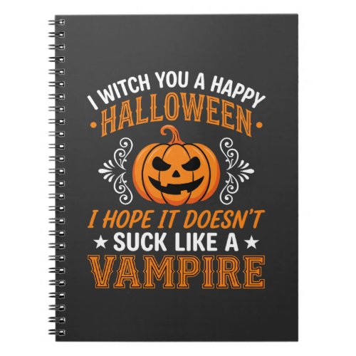 Funny Halloween Vampire Pumpkin Notebook