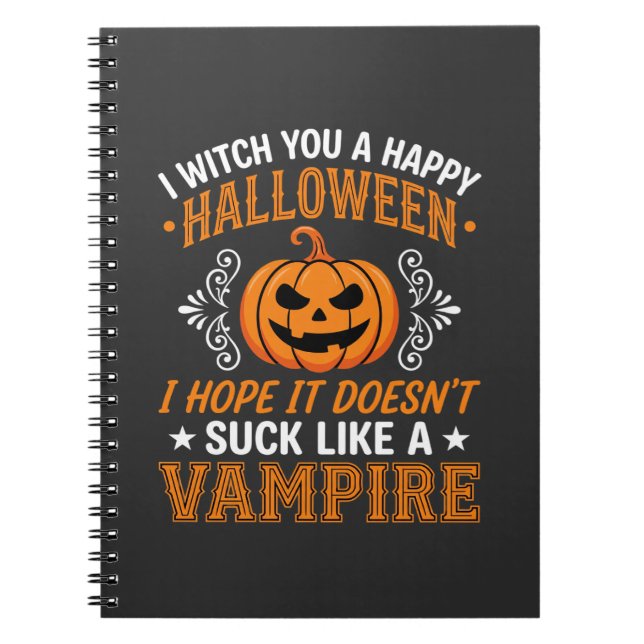 Funny Halloween Vampire Pumpkin Notebook (Front)