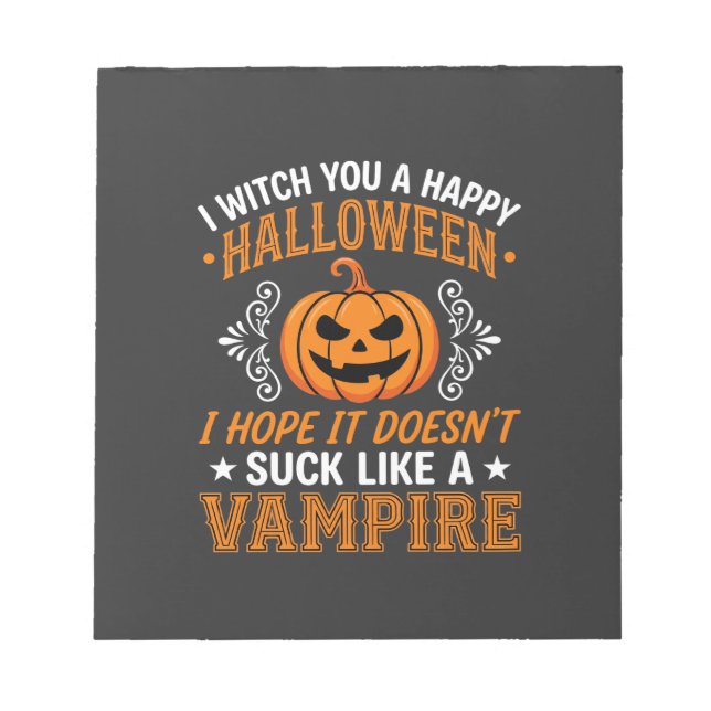 Funny Halloween Vampire Pumpkin Notepad (Front)