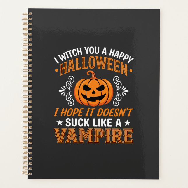 Funny Halloween Vampire Pumpkin Planner (Front)