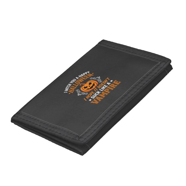 Funny Halloween Vampire Pumpkin Tri-fold Wallet (Bottom)