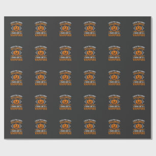 Funny Halloween Vampire Pumpkin Wrapping Paper