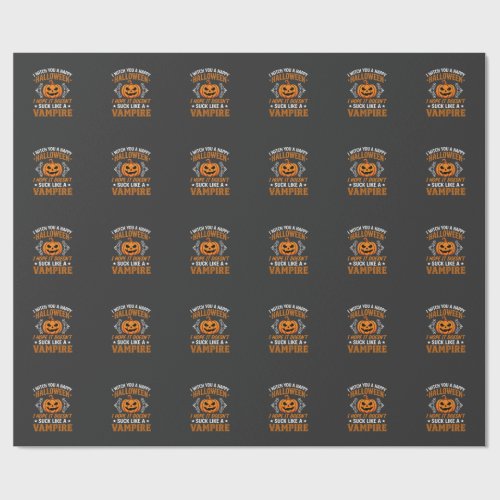 Funny Halloween Vampire Pumpkin Wrapping Paper