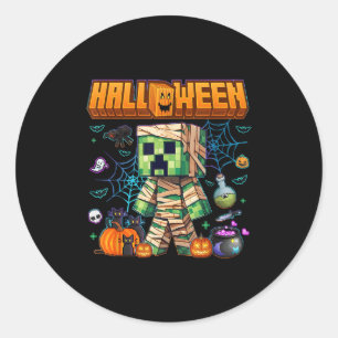 Funny Halloween Video Game Pumpkin Gaming Men Boys Classic Round Sticker