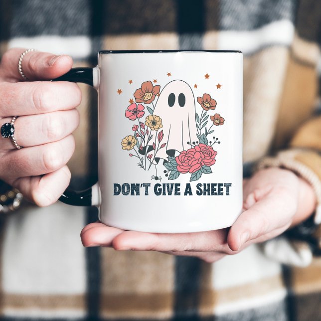 Funny Halloween Vintage Ghost & Flower Coffee Mug (Creator Uploaded)