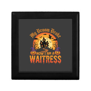Funny Halloween Waitress My Broom Broke Design Gift Box