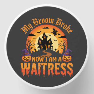 Funny Halloween Waitress My Broom Broke Design Mini Candle Favors