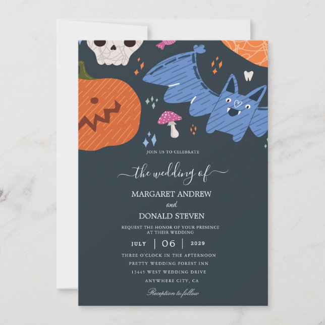 Funny Halloween wedding invitations (Front)