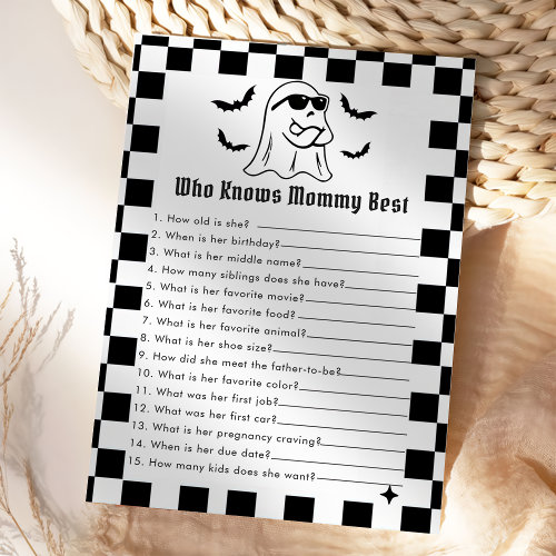  Funny Halloween Who Knows Mommy Best Game Card