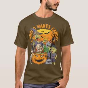 Funny Halloween Whooo Wants Candy Witch Ghost Zomb T-Shirt