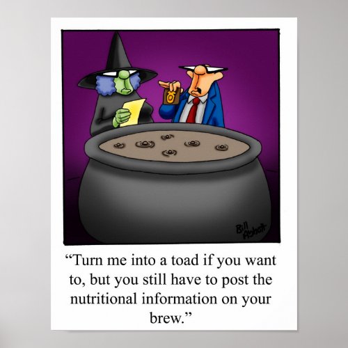 Funny Halloween Witch and FDA Inspector Poster