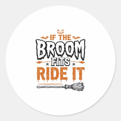Funny Halloween Witch Broom Vintage Shirt Design_1 Classic Round Sticker