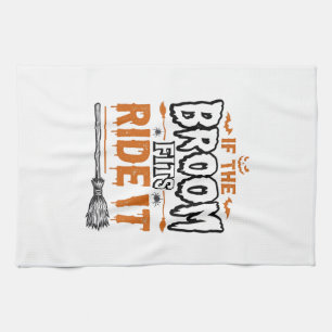 Funny Halloween Witch Broom Vintage Shirt Design_1 Kitchen Towel