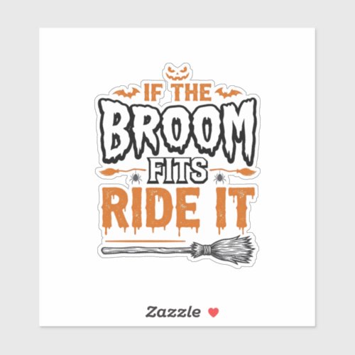 Funny Halloween Witch Broom Vintage Shirt Design_1 Sticker