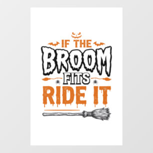 Funny Halloween Witch Broom Vintage Shirt Design_1 Window Cling