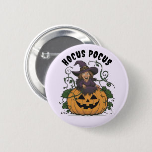 Funny Halloween Witch Button