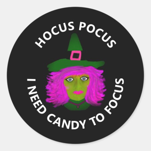 Funny Halloween Witch Candy Bag  Classic Round Sticker