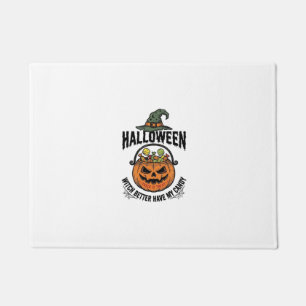 Funny Halloween Witch Candy Pumpkin Shirt Design_1 Doormat